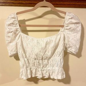 Zara puff sleeve peasant top NWT